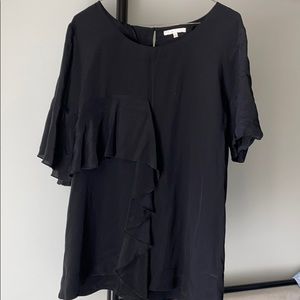 Gold Hawk Silk Ruffle Top